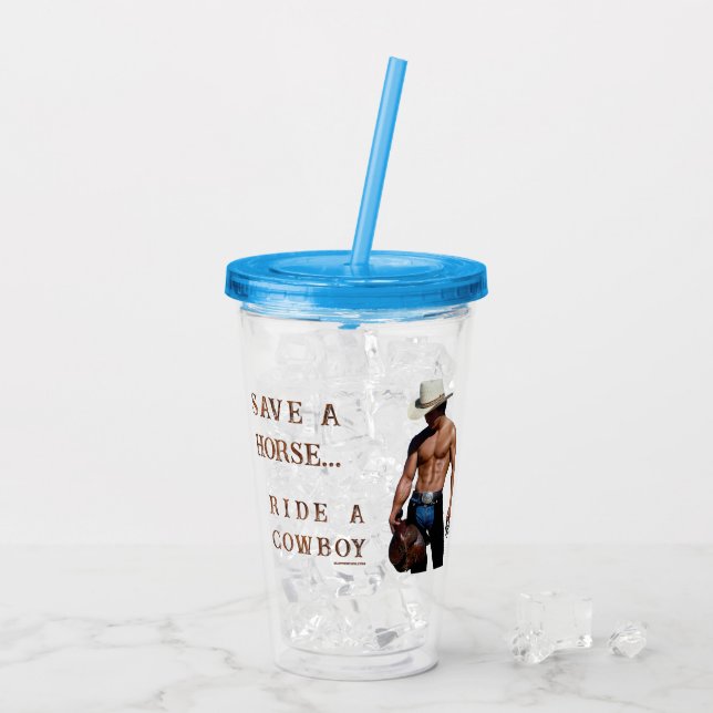 SlipperyJoe's spara häst ride cowboyhatt mus Take Away Mugg (Baksida Ice)