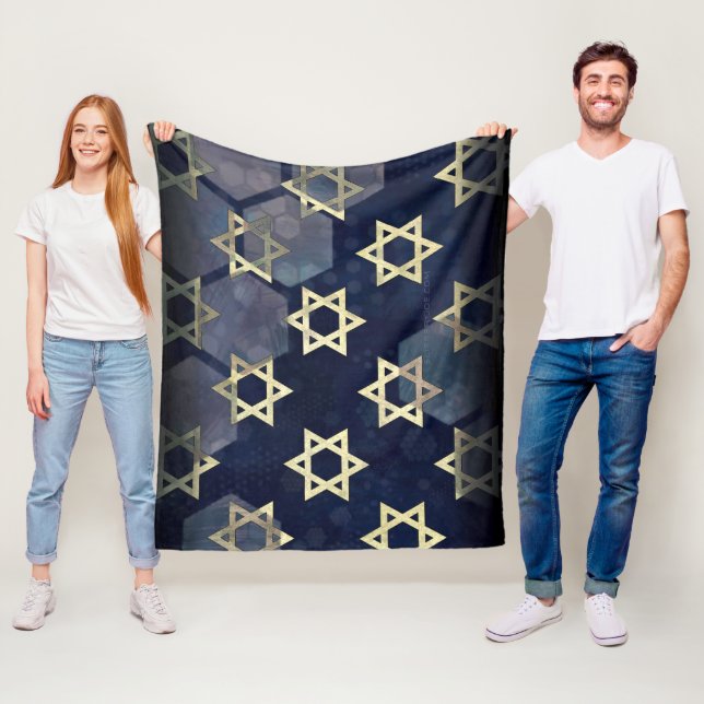 SlipperyJoe's stark Hanukkah-känsla Davids stjärna Fleecefilt (På plats)