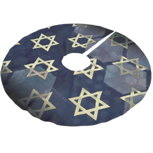SlipperyJoe's stark Hanukkah-känsla Davids stjärna Julgransmatta Borstad Polyester