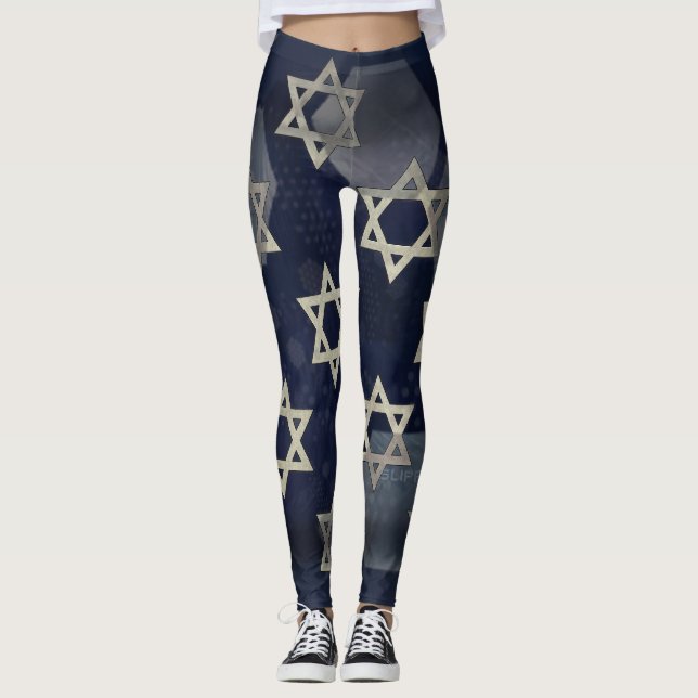 SlipperyJoe's stark Hanukkah-känsla Davids stjärna Leggings (Framsida)