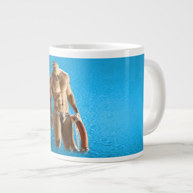 SlipperyJoes starka sexiga muskulära leopard pri Jumbo Mugg (Framsida höger)