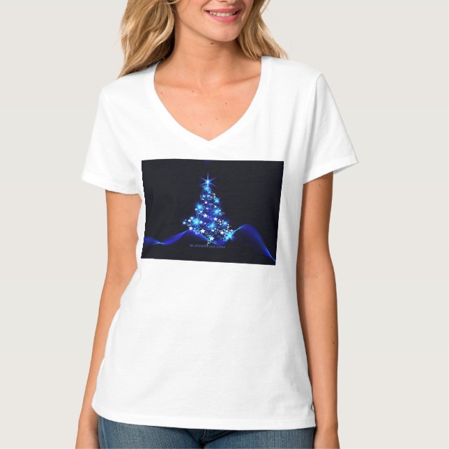 SlipperyJoes stiliserade lysande julgran brig T Shirt (Framsida)