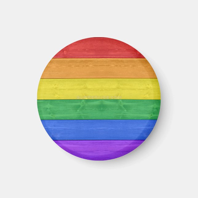 SlipperyJoe's stolthet träsflagga regnbågsfärger c Magnet (Framsidan)