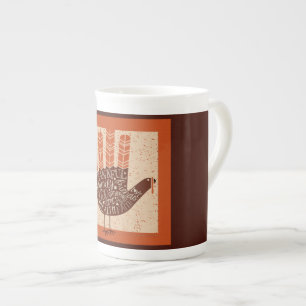 SlipperyJoe's Thanksgiving lekfulla kalkonillustra Benporslin Mugg
