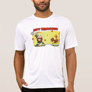 SlipperyJoes Thanksgiving lustig lövs pilgrim ru T Shirt