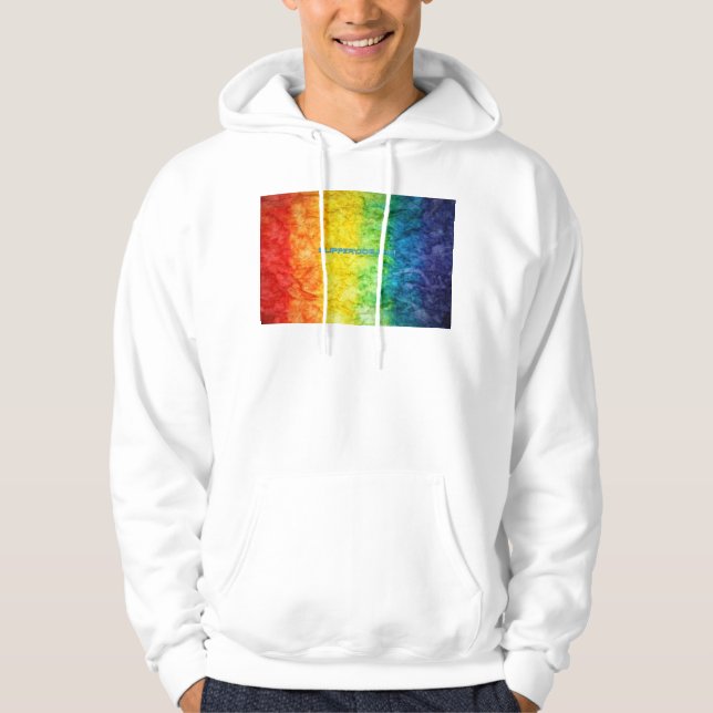 SlipperyJoes tie-dyade flagga regnbåge pressad i n Hoodie (Framsida)