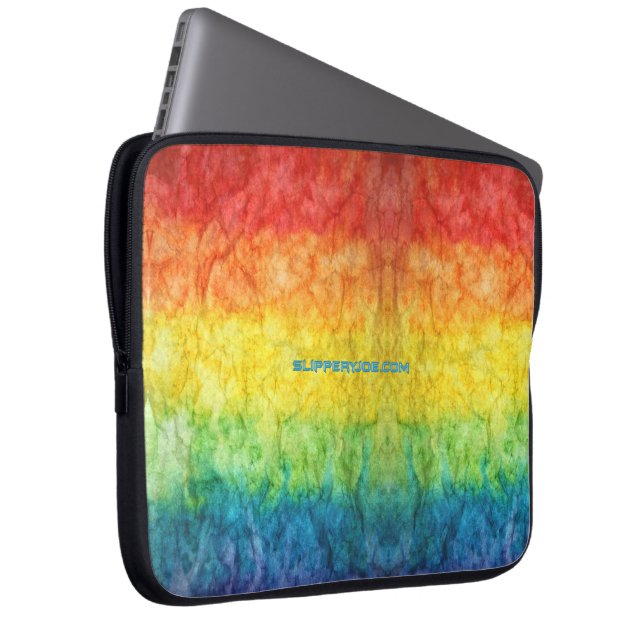 SlipperyJoes tie-dyade flagga regnbåge pressad i n Laptop Fodral (Framsidan Höger)