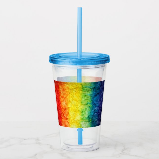 SlipperyJoes tie-dyade flagga regnbåge pressad i n Take Away Mugg (Framsida)