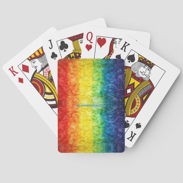 SlipperyJoes tie-dyade flagga regnbåge pressad in  Casinokort (Baksidan)