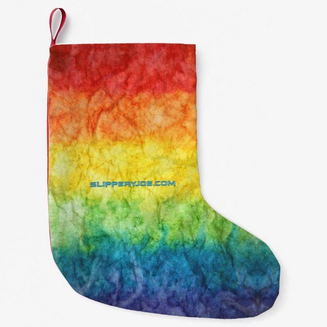 SlipperyJoes tie-dyade flagga regnbåge pressad in  Liten Julstrumpa (Framsidan)