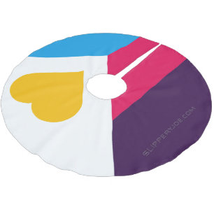 SlipperyJoes trefärgade polyamorösa stolthetsflagg Julgransmatta Borstad Polyester