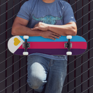 SlipperyJoes trefärgade polyamorösa stolthetsflagg Mini Skateboard Bräda 18,5 Cm