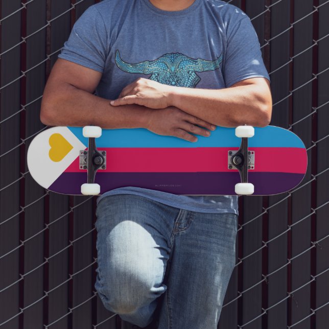 SlipperyJoes trefärgade polyamorösa stolthetsflagg Mini Skateboard Bräda 18,5 Cm (Utomhus 3)