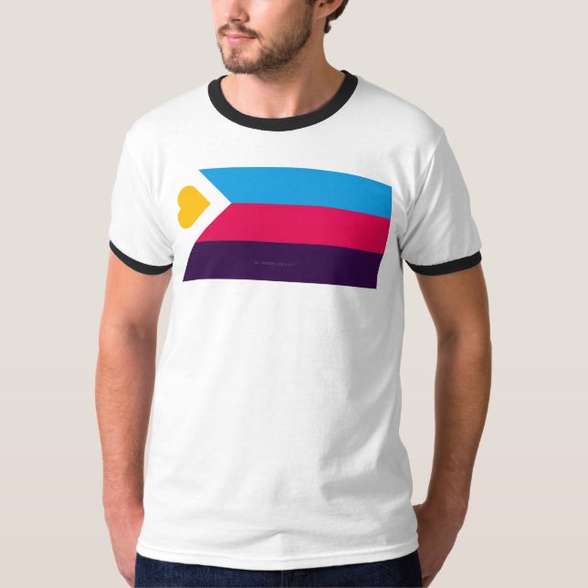 SlipperyJoes trefärgade polyamorösa stolthetsflagg T Shirt (Framsida)