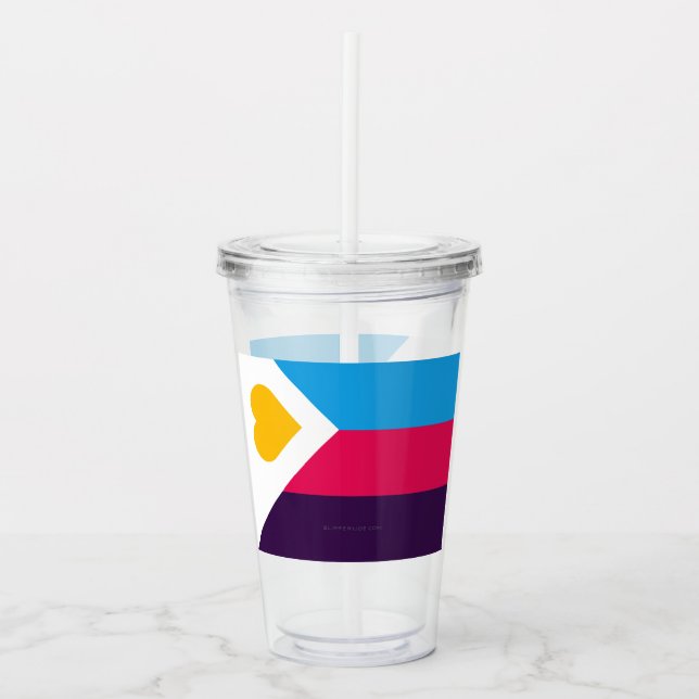 SlipperyJoes trefärgade polyamorösa stolthetsflagg Take Away Mugg (Framsida)