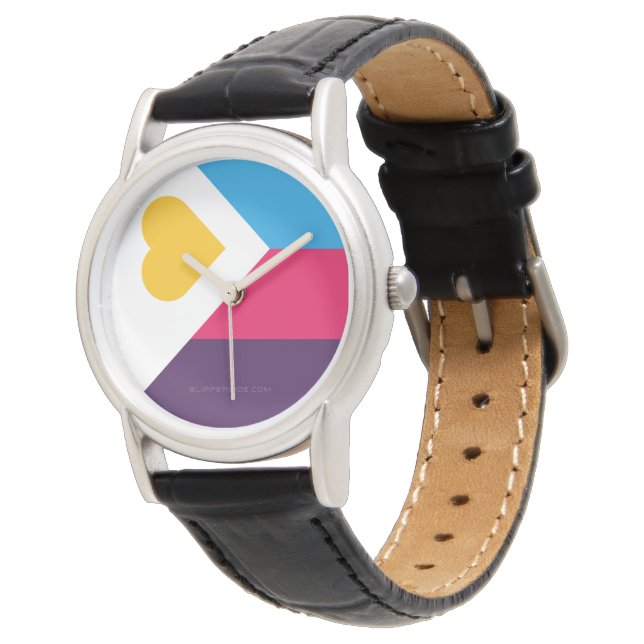 SlipperyJoe's tricolor polyamory pride flag three  Armbandsur (Vinklad)