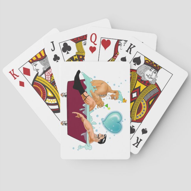 SlipperyJoes två gay manar kärlek tecknad Bathtub  Casinokort (Baksidan)