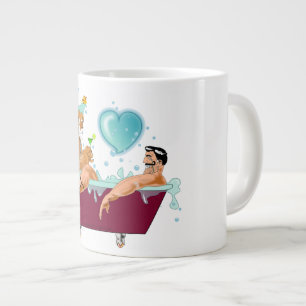 SlipperyJoes två gay manar kärlek tecknad Bathtub  Jumbo Mugg