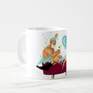 SlipperyJoes två gay manar kärlek tecknad Bathtub Kaffemugg