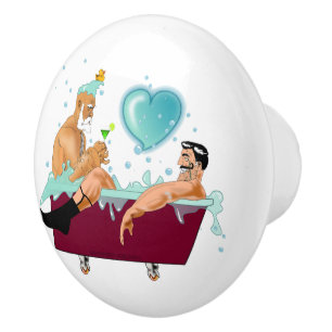 SlipperyJoes två gay manar kärlek tecknad Bathtub  Knopp