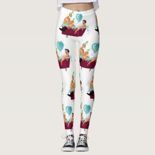 SlipperyJoes två gay manar kärlek tecknad Bathtub Leggings