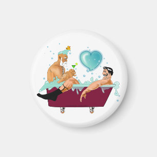 SlipperyJoes två gay manar kärlek tecknad Bathtub Magnet
