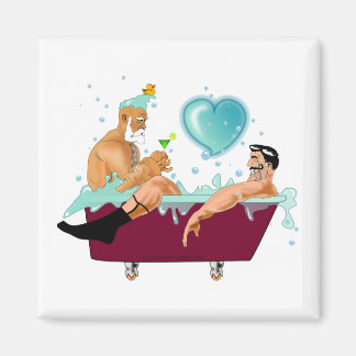 SlipperyJoes två gay manar kärlek tecknad Bathtub Magnet