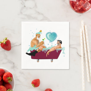 SlipperyJoes två gay manar kärlek tecknad Bathtub  Pappersservett