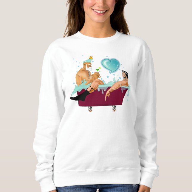 SlipperyJoes två gay manar kärlek tecknad Bathtub  T Shirt (Framsida)