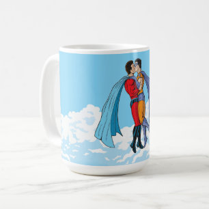 Slipperyjoe's två superhjältar kysser karaktärer f kaffemugg