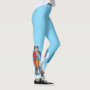 Slipperyjoes två superhjältar kysser karaktärer f leggings