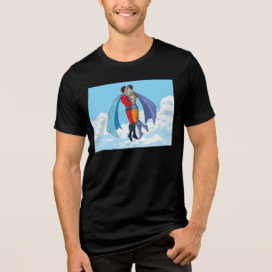 Slipperyjoe's två superhjältar kysser karaktärer f t shirt