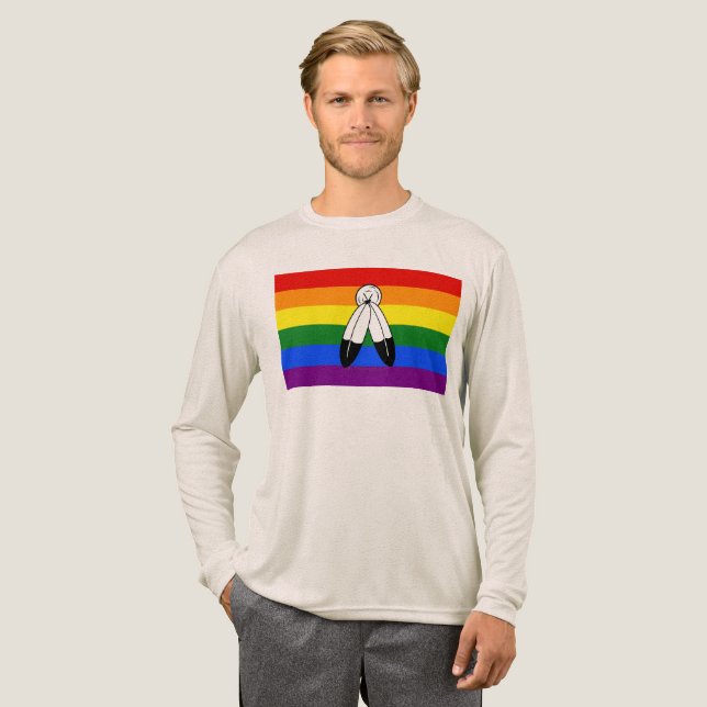 SlipperyJoe's Two-Spirit Pride Flag ceremonial LGB T Shirt (Hel framsida)