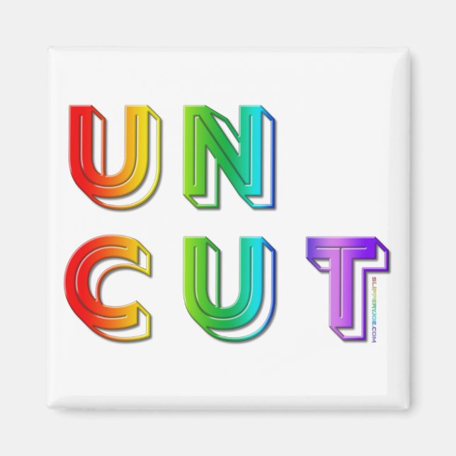 SlipperyJoe's uncut ord rainbow färg tredime Magnet (Framsidan)