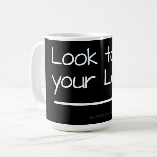 SlipperyJoe's utseende lämnat lustig vit pil Kaffemugg