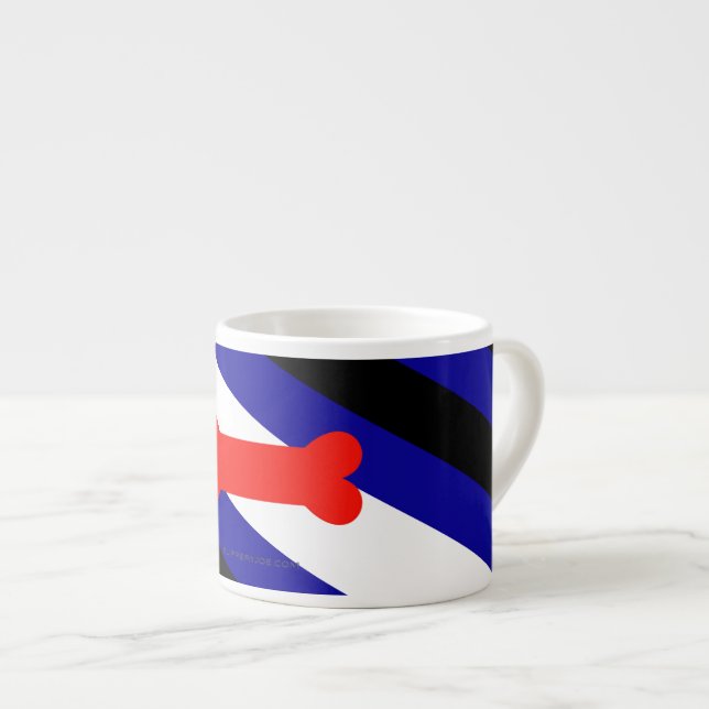 SlipperyJoes valp-lek-prydnadsflagga uttrycker kin Espressomugg (Framsida höger)