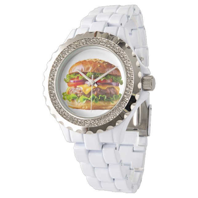 SlipperyJoes vattenkrävande cheeseburgare spröda b Armbandsur (Vinklad)