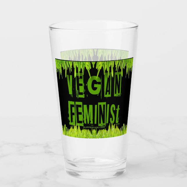 SlipperyJoe's Vegan feminist-gräs, ord-block Glaskopp (Framsida)