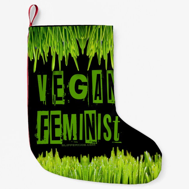 SlipperyJoe's Vegan feminist-gräs, ord-block Liten Julstrumpa (Framsidan)