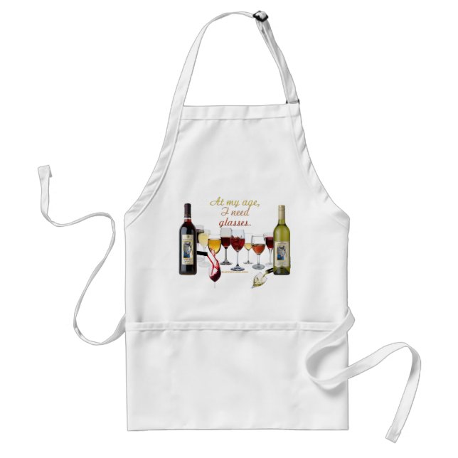 SlipperyJoe's vin drinkglas busiga pun röda vita  Förkläde (Framsidan)