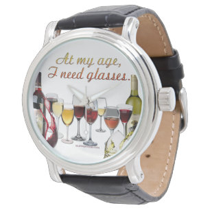 SlipperyJoe's vin drinkglas busiga skämt röd vit  Armbandsur