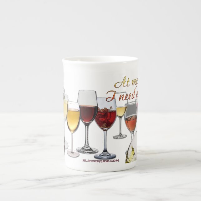 SlipperyJoe's vin drinkglas busiga skämt röd vit  Benporslin Mugg (Framsidan)