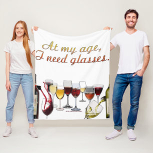 SlipperyJoe's vin drinkglas busiga skämt röd vit Fleecefilt