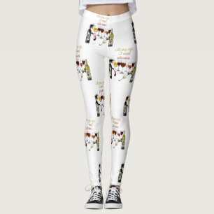 SlipperyJoe's vin drinkglas busiga skämt röd vit Leggings