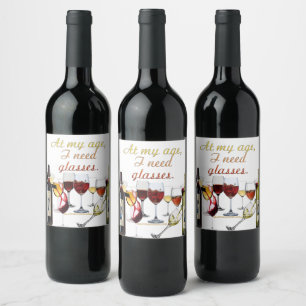 SlipperyJoe's vin drinkglas busiga skämt röd vit  Vinflaska Etikett
