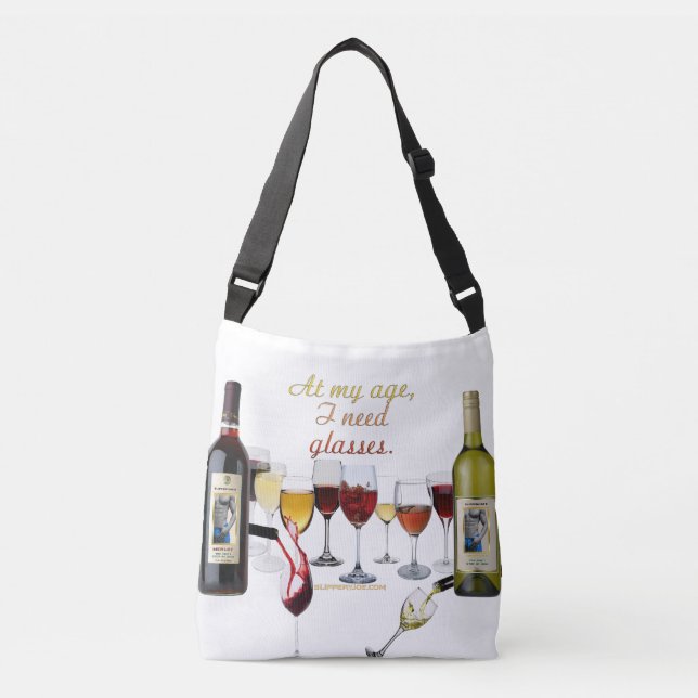 SlipperyJoe's vin drinkware fräck pun röda vita  Axelväska (Framsida)