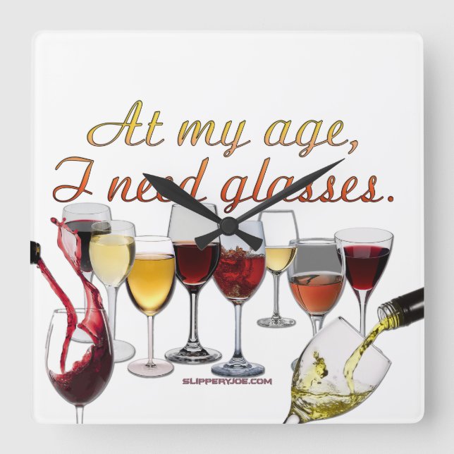 SlipperyJoe's Vin Glass fermenterade druvor vin p Fyrkantig Klocka (Framsida)