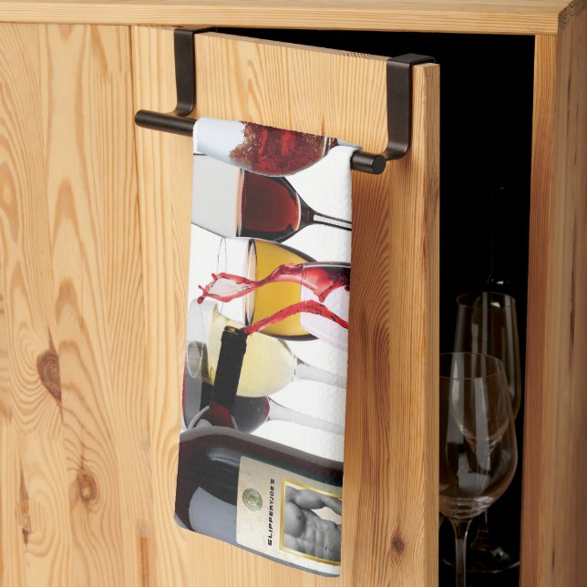 SlipperyJoe's Vin Glass fermenterade druvor vin p Kökshandduk (Thirds Fold)