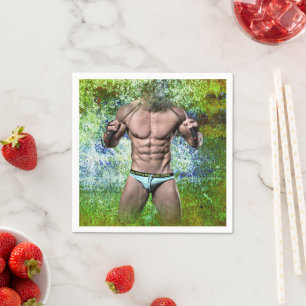 SlipperyJoe's vita muskulära sexmansspeedo svart Pappersservett