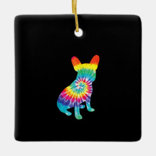 slips-hund Hippie fransk-bulldog marionettgåva Julgransprydnad Keramik